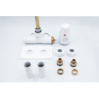 UNICO valves, Single-hole thermostatic set left rectangular rosette, PEX fittings, white