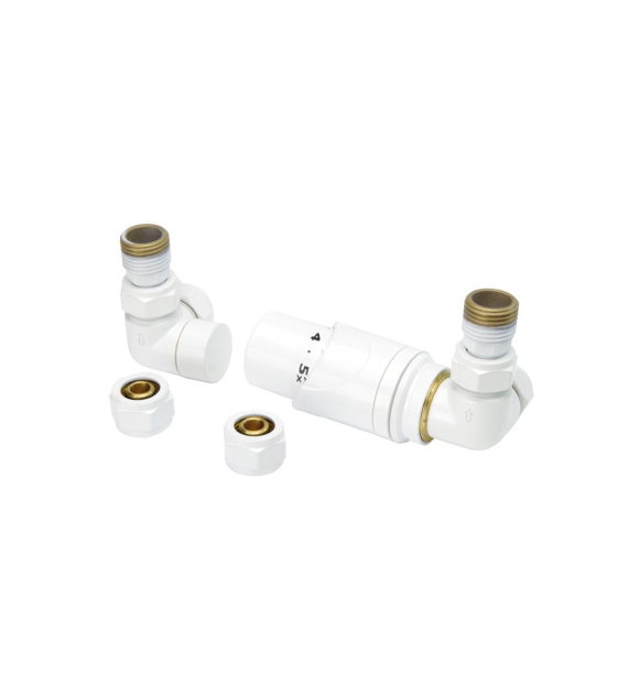 Zestaw zaworów termostatycznych TULLY trójosiowy biały