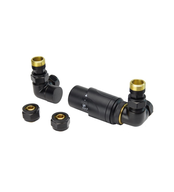 Zestaw zaworów termostatycznych TULLY trójosiowy czarny