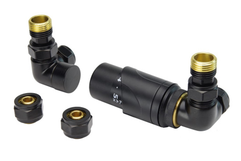 TULLY thermostatic valve set, three-axis, black