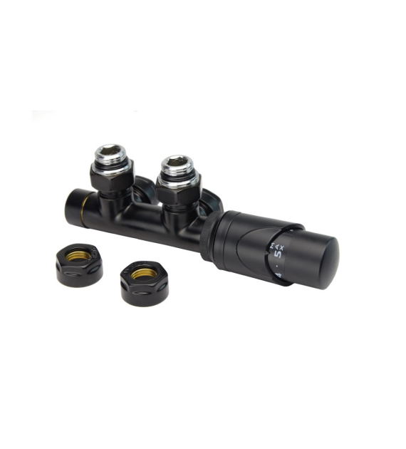 Zestaw zaworów termostatycznych TULLY zespolony czarny