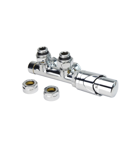 Zestaw zaworów termostatycznych TULLY zespolony chrom