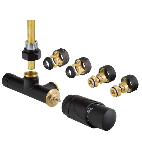 TULLY zawór termostatyczny jednorurowy, czarny