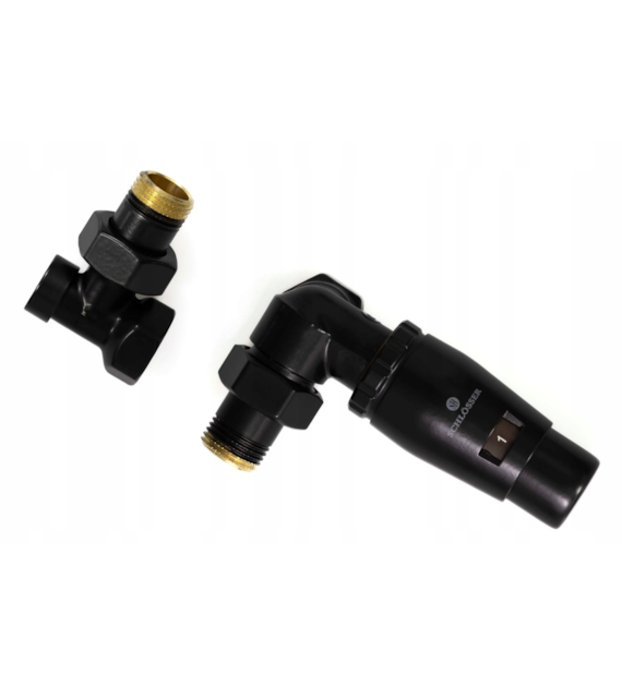 MINI Thermostatic Schlosser valves axial left black 9005 matt head on supply